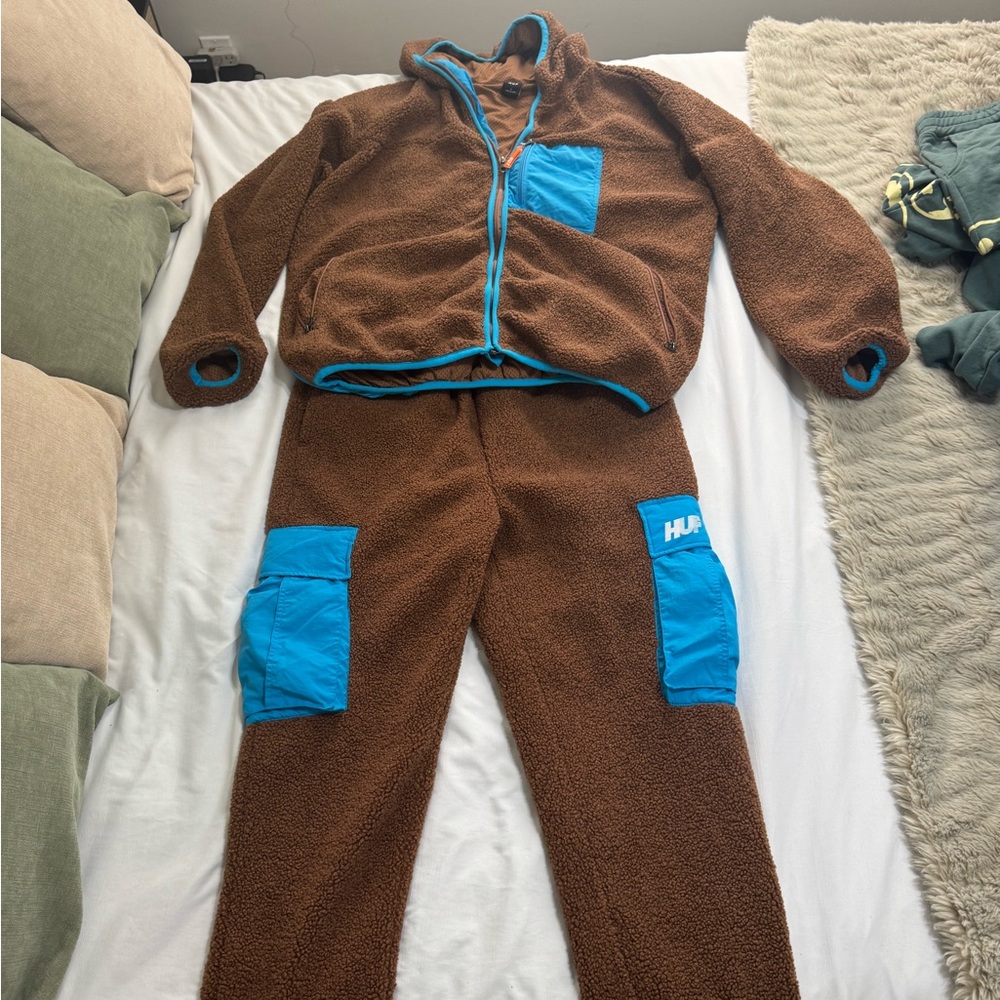 Brown and blue HUF tracksuit (medium sweatpants, large hoodie) #tracksuit